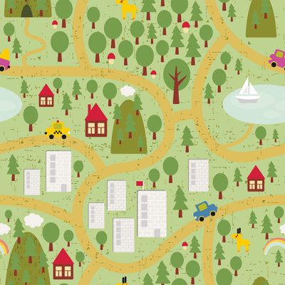 Panneau de papier peint amovible et adhésif map children Warrick