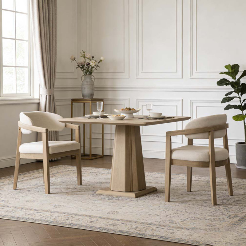 Chaise avec accoudoirs de salle à manger, Beige + gris clair