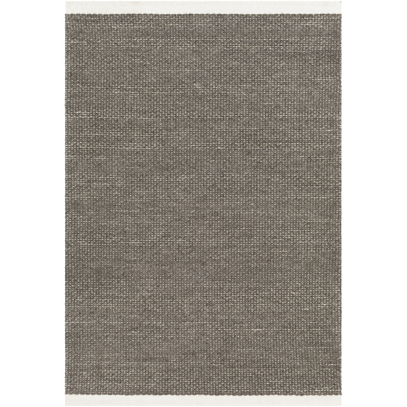 Tapis taupe en laine tissé à plat de couleur unie Rylee, Rectangle 2 pi x 3 pi