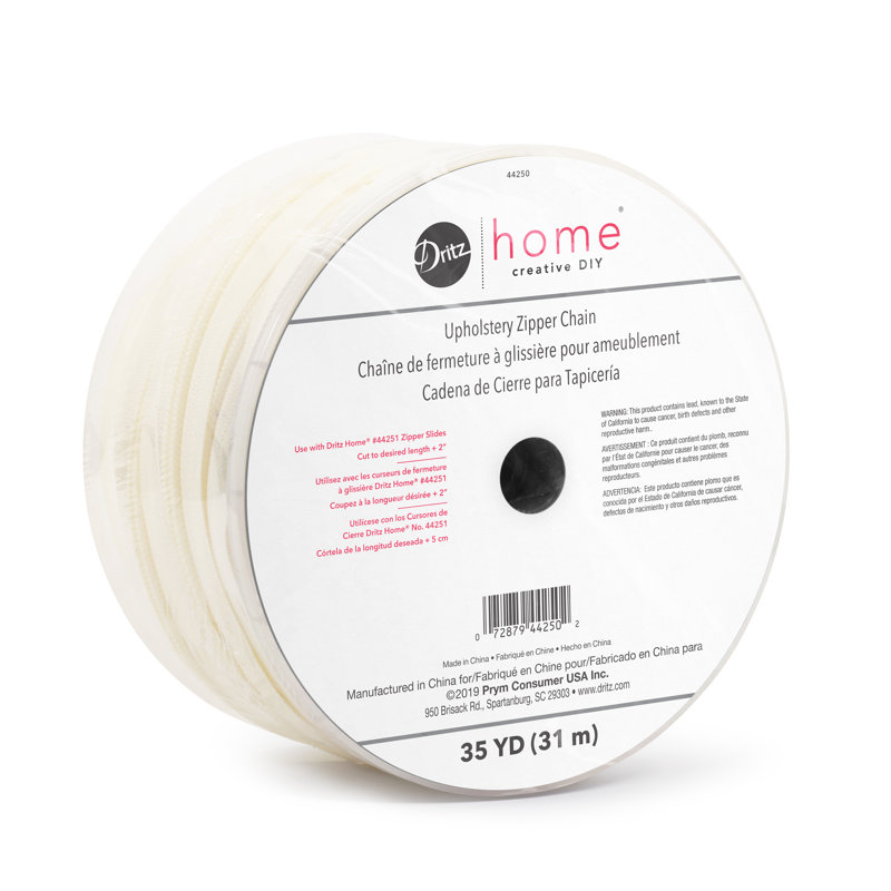 Chaîne à glissière en tissu d'ameublement en nylon Dritz Home, 35 verges, crème