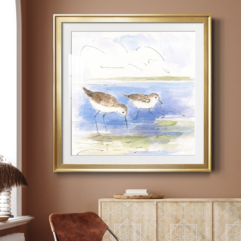 " Bubbly Blue Crab " Painting Print, 32" H x 32" W x 1" D, Gold Framed Canvas