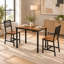 Ensemble de salle à manger 3 pièces pour petits espaces, table de cuisine industrielle et chaises avec pieds en métal-123913179-123913184