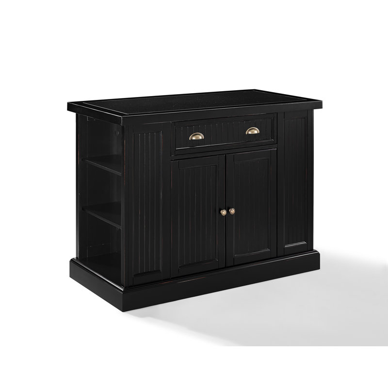 Estrella Granite Top Kitchen Island, Black