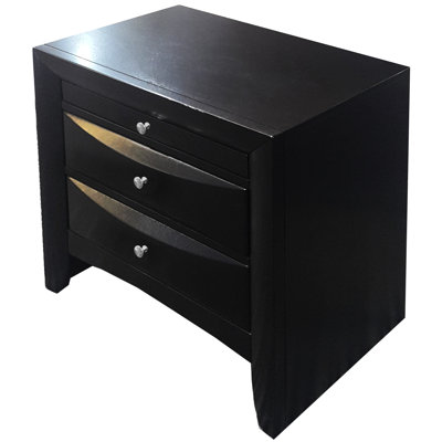 Élégante table de chevet en noir - Élément de décor à 2 tiroirs à mouvement lisse