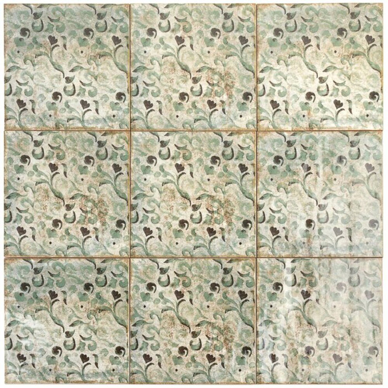 Angela Harris Dunmore 8x8 Polished Hand Painted Look Ceramic Tile