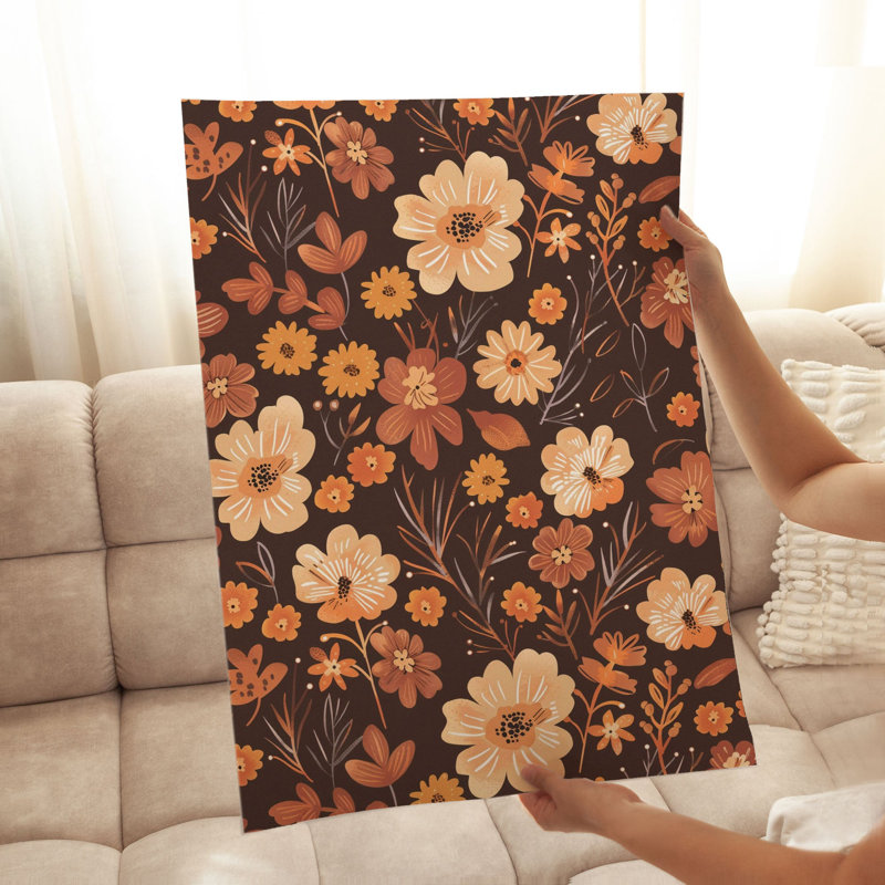 Impression florale d'automne sans cadre, H 20 po x l 16 po