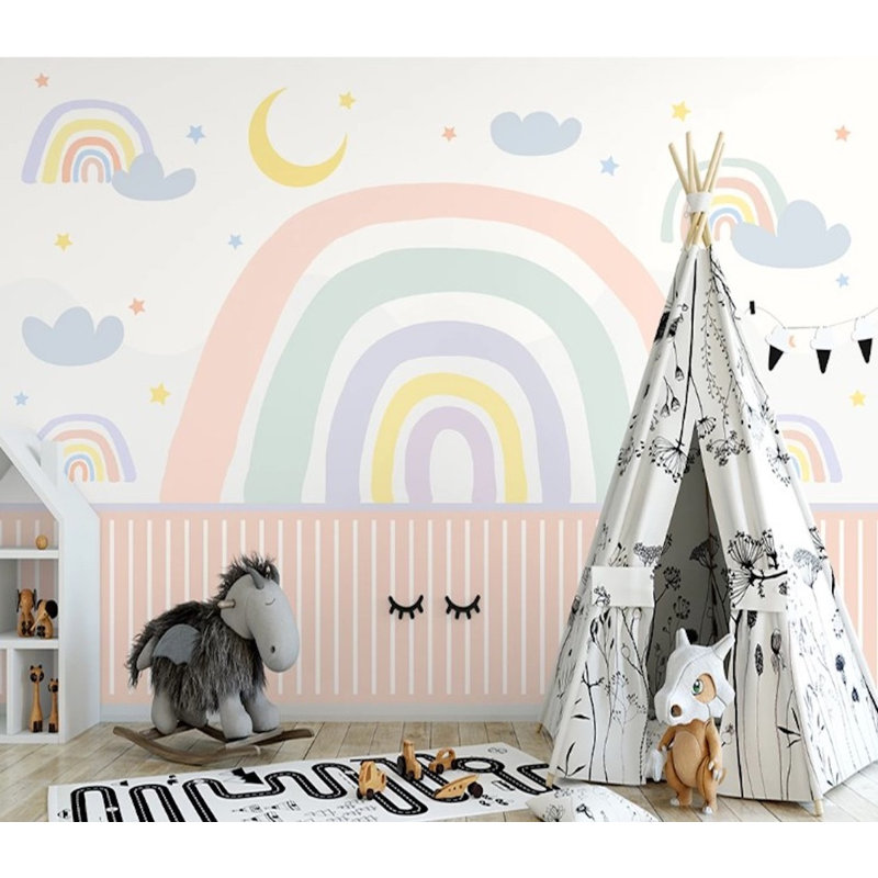 Papier peint amovible étoiles avec arc-en-ciel, L 9 po x l 15 po