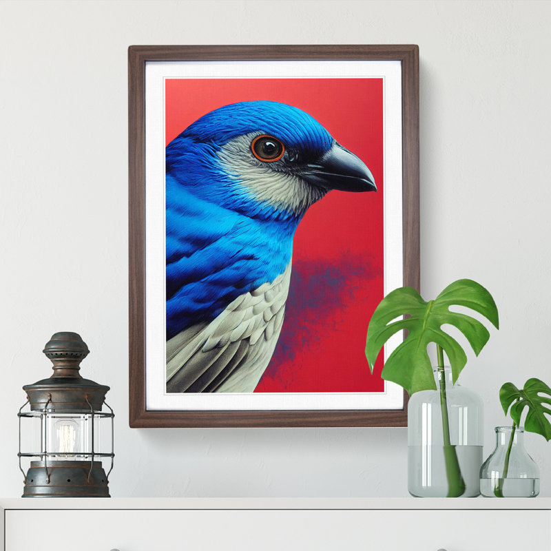 Splendid Bird - Wall Art, 34cm H x 25cm W x 2cm D, Walnut Framed