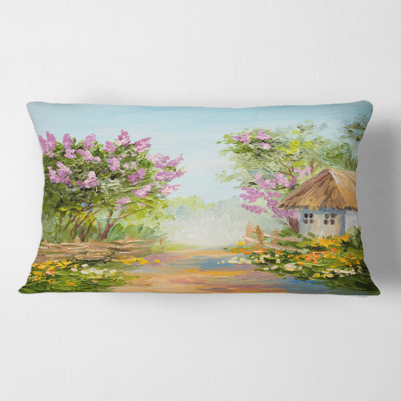 Housse et insert de coussin rectangulaire Little House in the Blossoming Forest