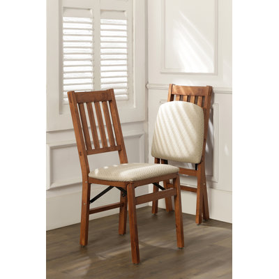 Stakmore Arts and Crafts Folding Chair, Fruitwood Frame with Blush Fabric