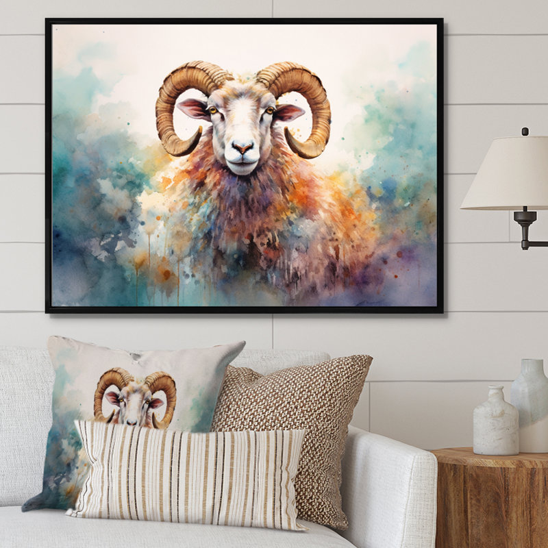 Reproduction d'art sur toile Wild Sheep I - Animals, 30" H x 40" W, Cadre photo argenté