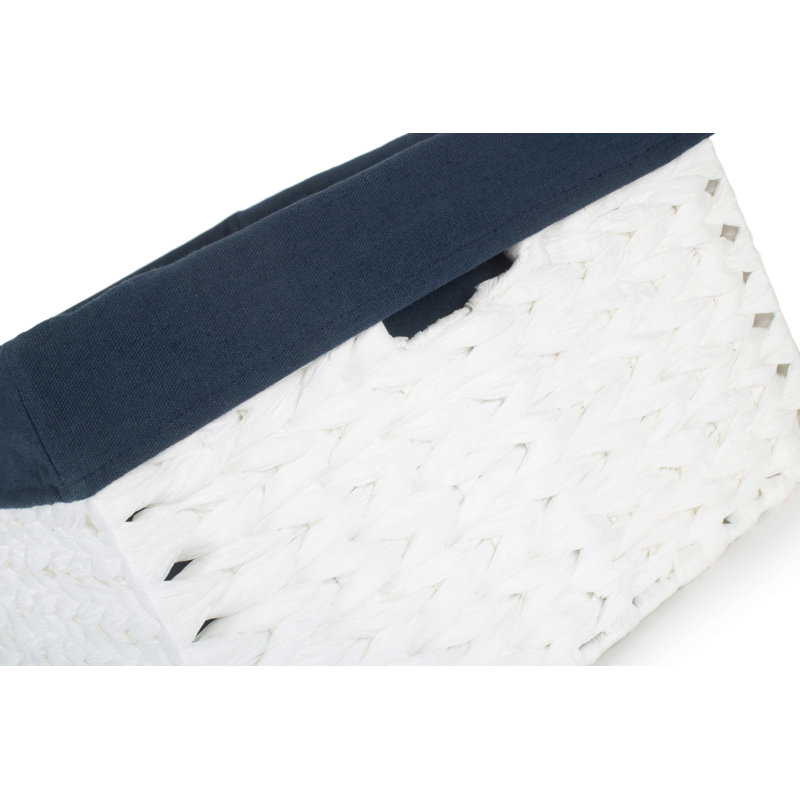 House Of Hampton Wicker Decorative Basket, 23cm H x 47cm W x 35cm D, White/Navy Lining