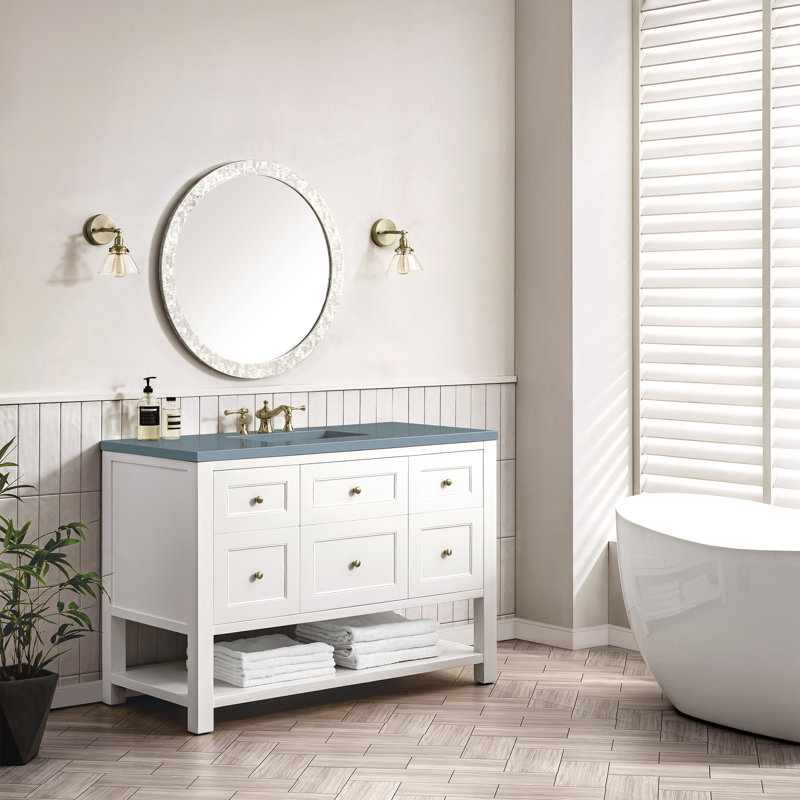 Breckenridge 48'' W Single Vanity, Cala Blue, 8" Widespread, Bright White