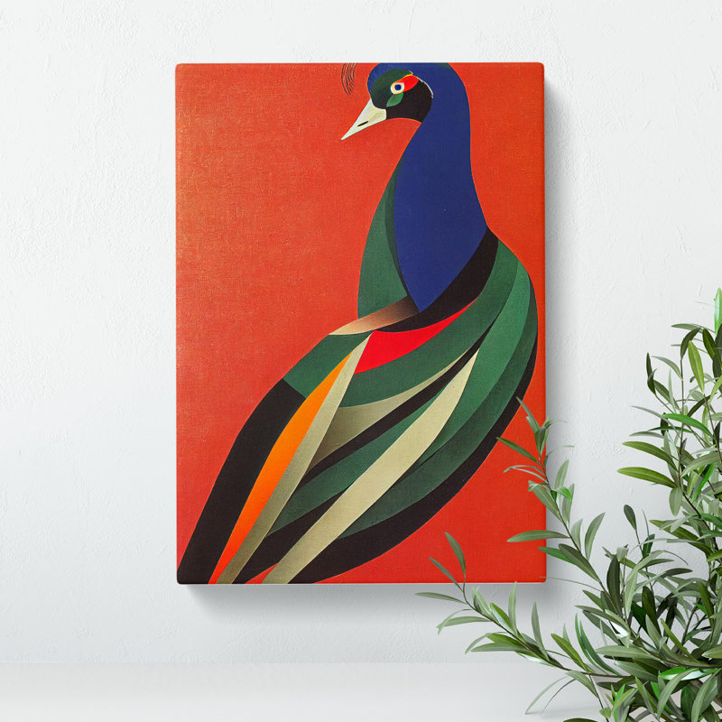 Peacock In Abstract No.6 - Wall Art, 50cm H x 35cm W x 3cm D, Wrapped Canvas