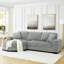 Canapé-lit en L en velours côtelé gris, rembourré avec style, assise et dossier confortables, structure en bois franc robuste, méridienne convertible, repose-pieds en forme d'arc pour canapé modulaire gris doux au toucher, modulaire, haut-764221274