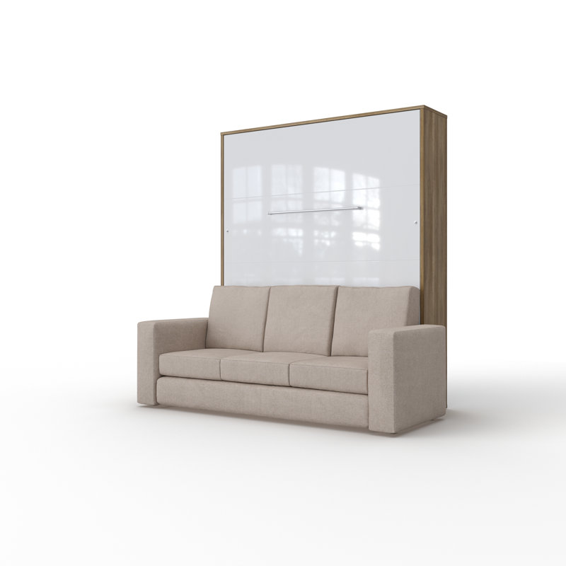 Ayvri Upholstered European Kingsize (160 x 200 cm) Murphy Bed, White/Light Brown
