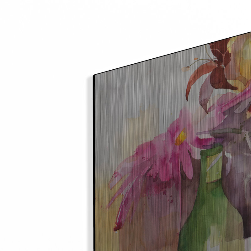 «Cosmos, Bottles And Pears» par Annelein Beukenkamp, art mural en métal, H 24 po x l 36 po