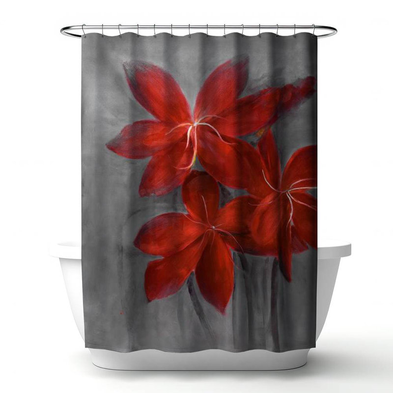 Floral – Polyester Shower Curtain, Dye Sublimation Print, 71" W × 74" L