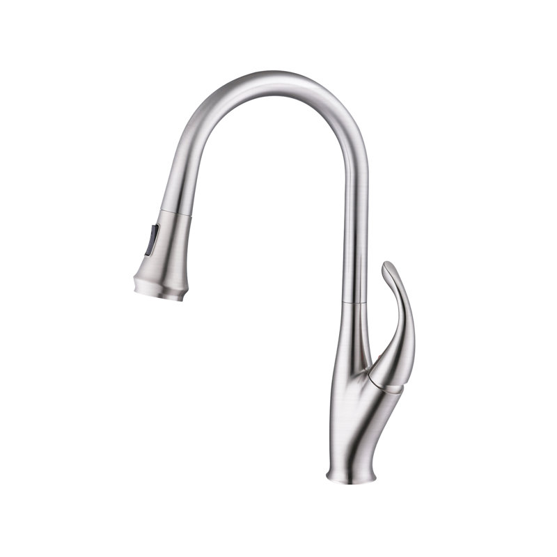 Topcraft Single-Handle Single-Hole Pull-Down Kitchen Faucet, Brushed Nickel