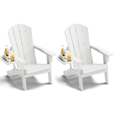 Hdpe Folding Adirondack Chair With Multifunctional Cup Holder by Latitude Run