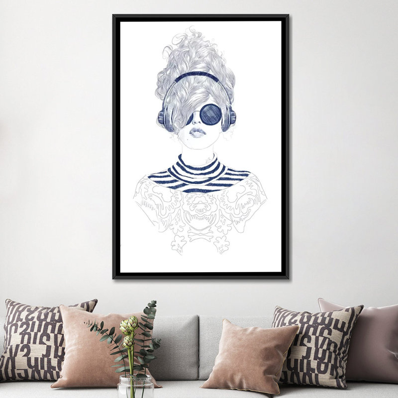 « groove baby », art sur toile, H 60 po x l 40po x P 1,5 po, Toile avec cadre noir, Non mat