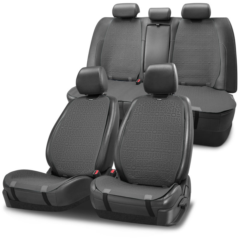Ensemble complet de housses de siège en similicuir imperméable universel pour voitures, véhicules utilitaires et sacs gonflables