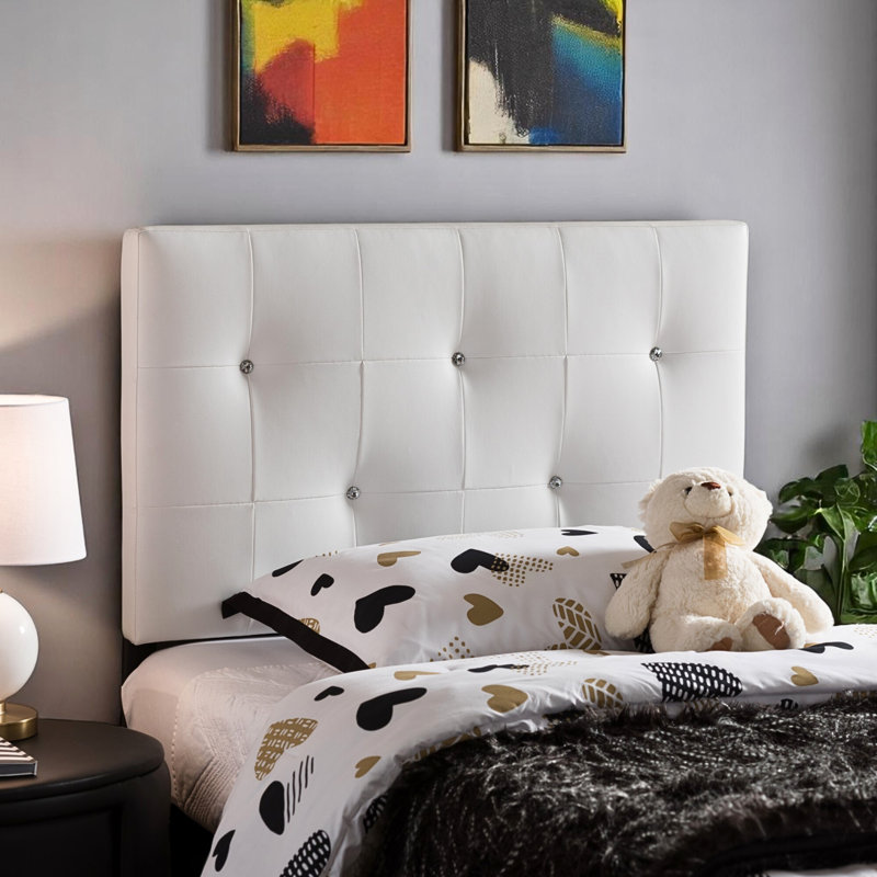 Tête de lit simple capitonnée en similicuir Ravine H 22 po x l 38,56 po x P 3,13 po, Blanc