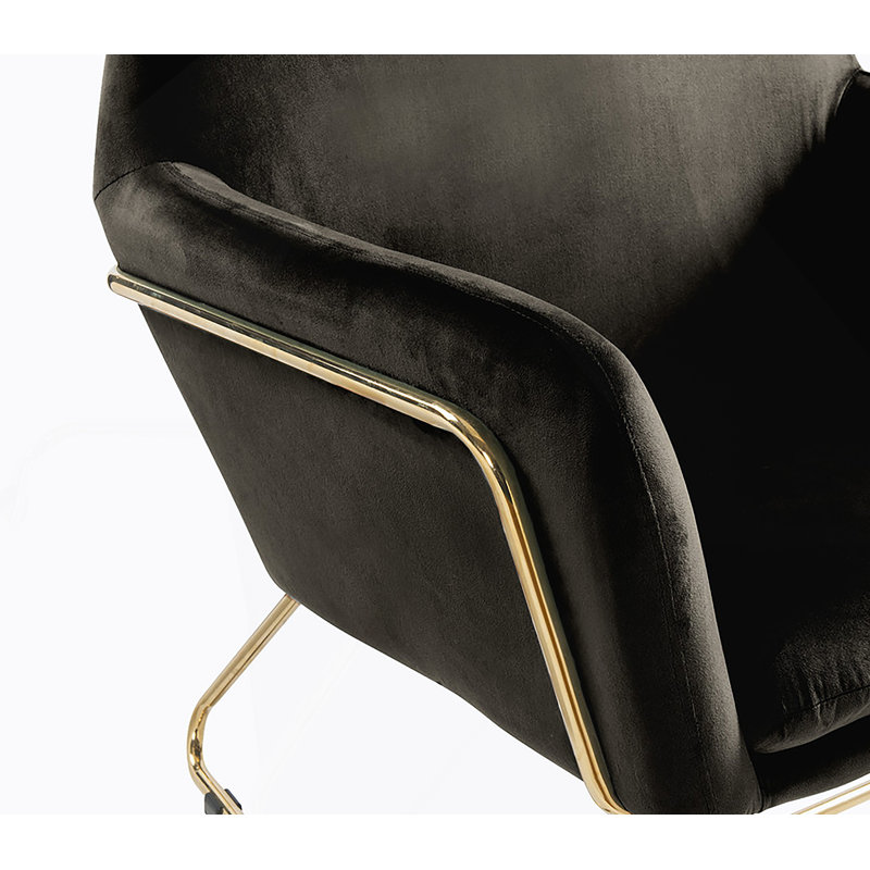 Chaise d'appoint en velours noir 29,5 po avec base en métal