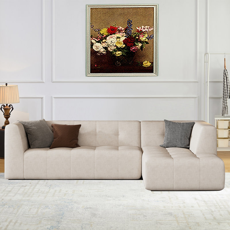 Canapé modulaire 2 pièces Kernisha, Chenille beige