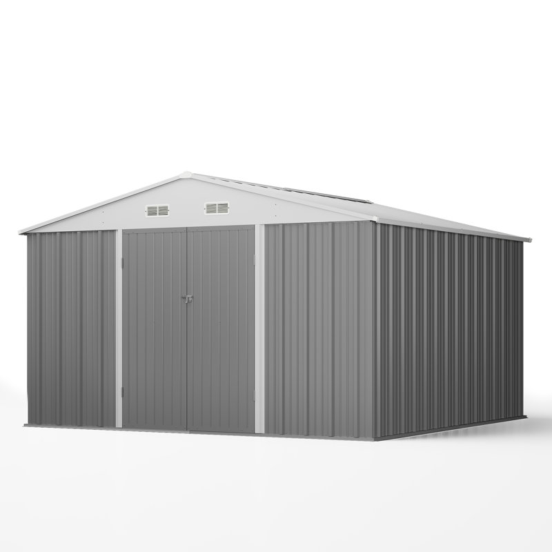 10 Ft. W X 10 Ft. D Metal Storage Shed with Frame, Grey