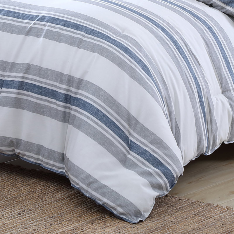 Nautica Bay Shore Cotton Reversible Navy Comforter Set, Twin/Twin XL Comforter + 1 Standard Sham