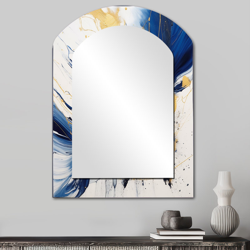 Miroir mural Kist bleu foncé et or K, 34 po x 25 po