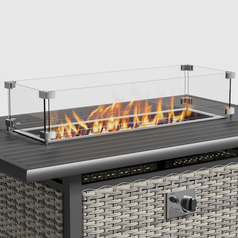 28" × 10" Rectangle Fire Pit Tempered Glass Wind Guard | Outdoor Fire Pit Accessory