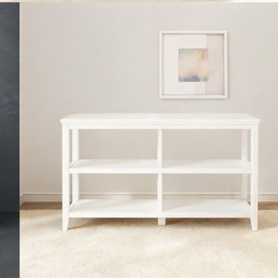 Bibliothèque classique blanche à 2 tablettes, étagère de rangement compacte en bois massif compacte pour les médias et les vestibules