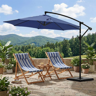 10ft Patio Umbrellas Offset Outdoor Umbrella Cantilever Hanging Umbrellas with Base for Yard, Garden & Deck