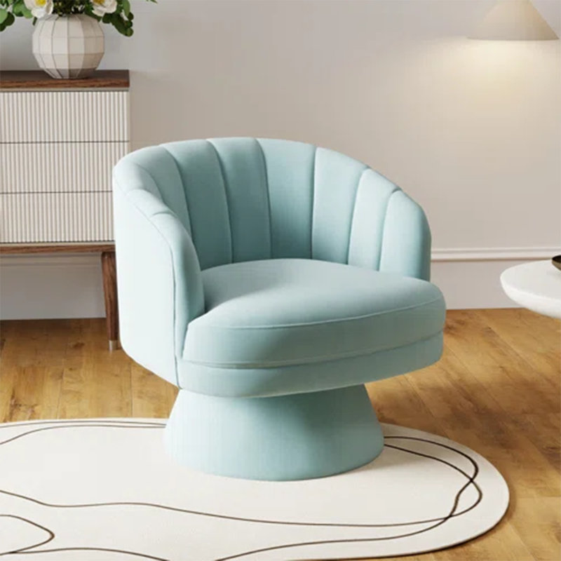 Fauteuil demi-tonneau pivotant en velours Murrow, Bleu