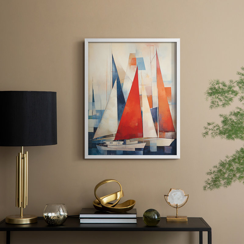 Série NAUTICAL CDVI - reproduction encadrée de qualité supérieure - prête à être accrochée - aucun clou requis, Blanc