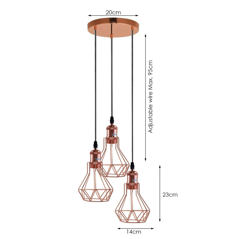 Laisha 3 - Light Rose Gold Cluster Pendant