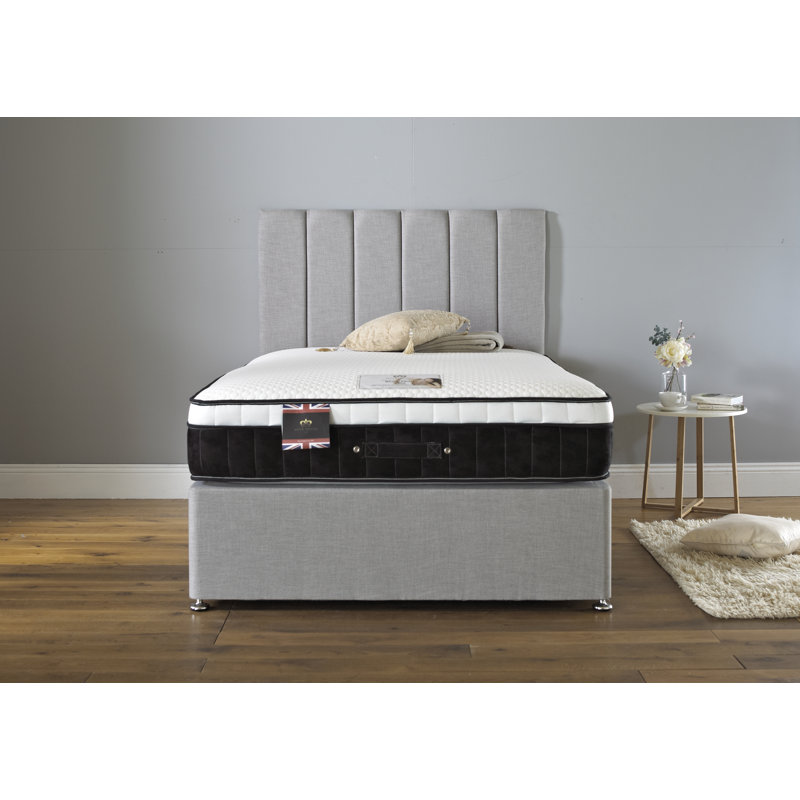 Aspelare Pocketsprung Divan Bed Set, Silver Linen, Kingsize (5'), 4 Drawers