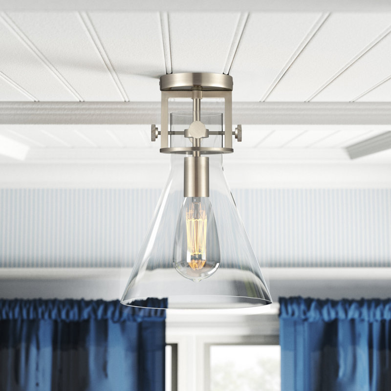 Borgen Glass Semi Flush Mount, Brushed Satin Nickel