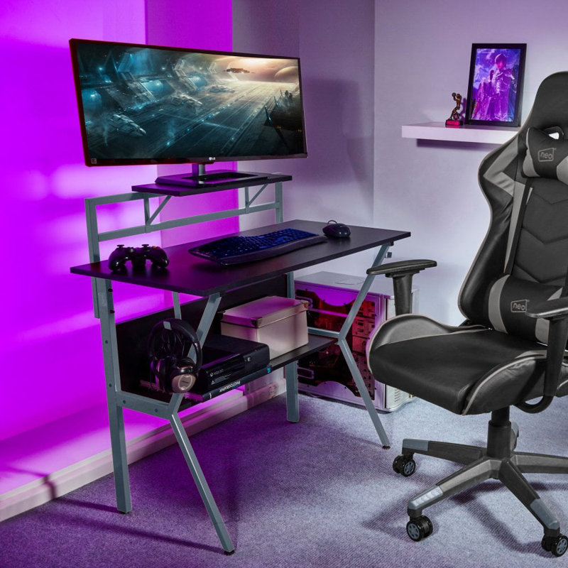 Metal Base Computer Desk, Black