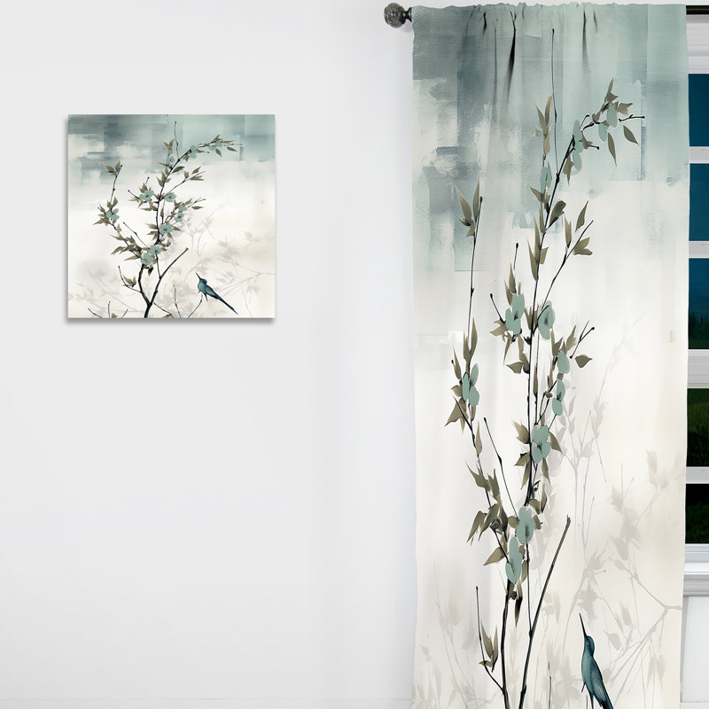 Asian Art Sumi Serenity - Rideau abstrait occultant Asian Art - 1 panneau, L 52 po x L 63 po
