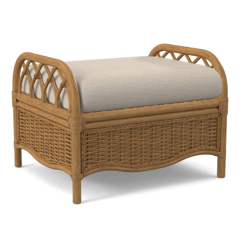 Everglade Ottoman, Honey, White Performance Fabric; 0851-94