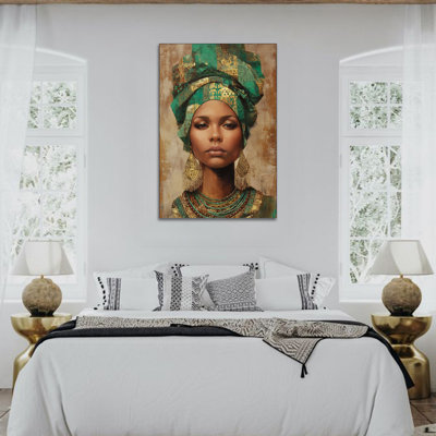 African Art Wall Decor - Vibrant   Canvas Prints Mix for Home Room Aesthetic, Elegant Jewelry Wall Art Pictures Inspiration Wrapped Canvas Print