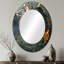 Doré et vert Terrazzo Marble Elegance II - grand miroir mural ovale sur métal-10939750