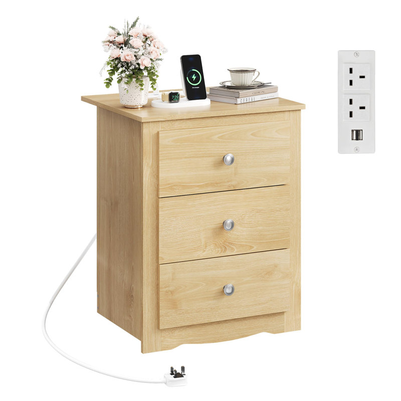46.5 cm W Bedside Table, Natural