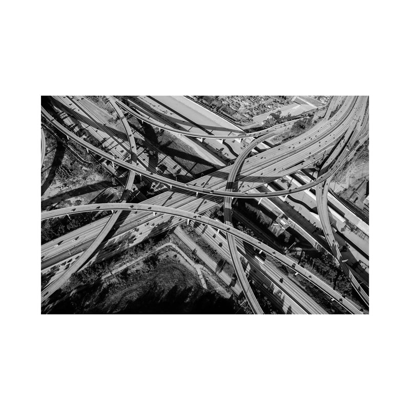 Aerial View Of Freeway Interchange, City Of Los Angeles, Los Angeles County, California, USA - Wrapped Canvas Print