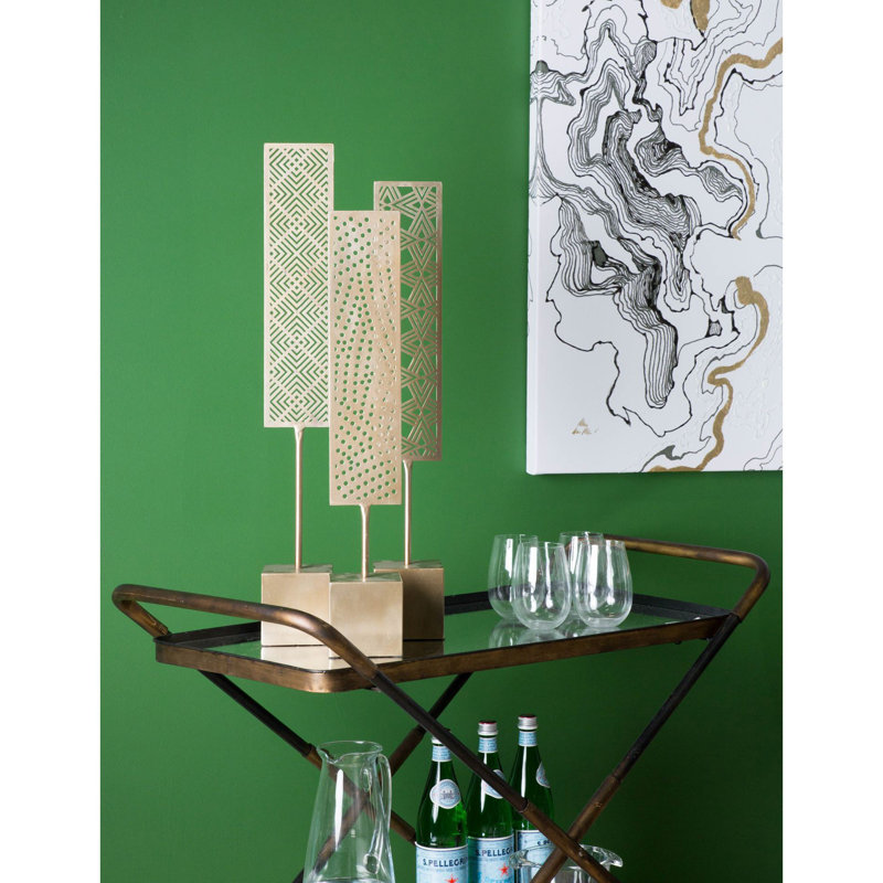 Set of Three Gold Abstract Metal Cutout Tabletop Décor Pieces