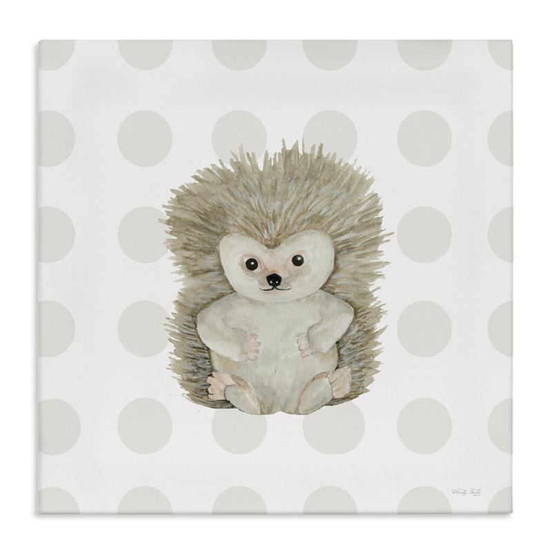  «Hedgehog on Dots», art mural sur toile par Cindy Jacobs, H 36 po x l 36 po