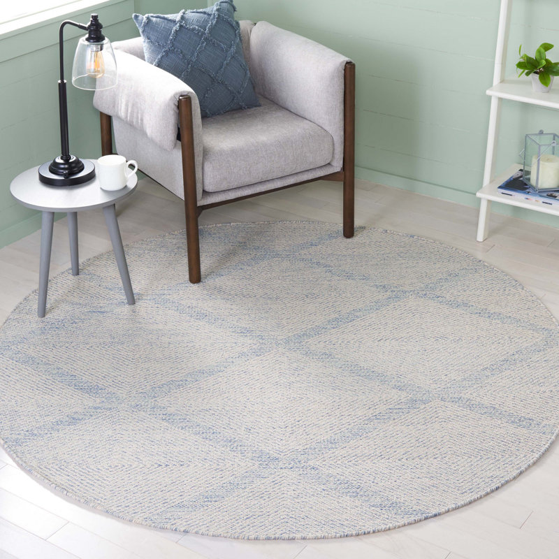 Bester Hand Woven Cotton Geometric Rug, Round 6'